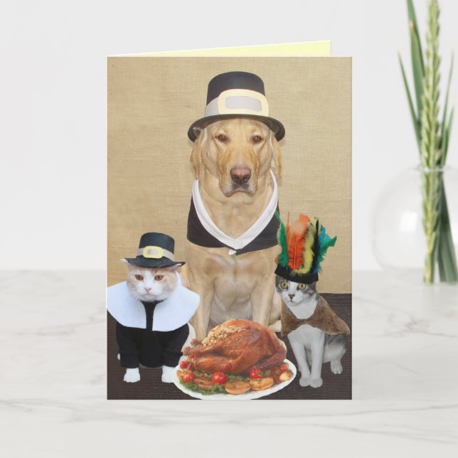 Cartes Pour Fêtes Annuelles Deux pèlerins bénis et chef (Devant)