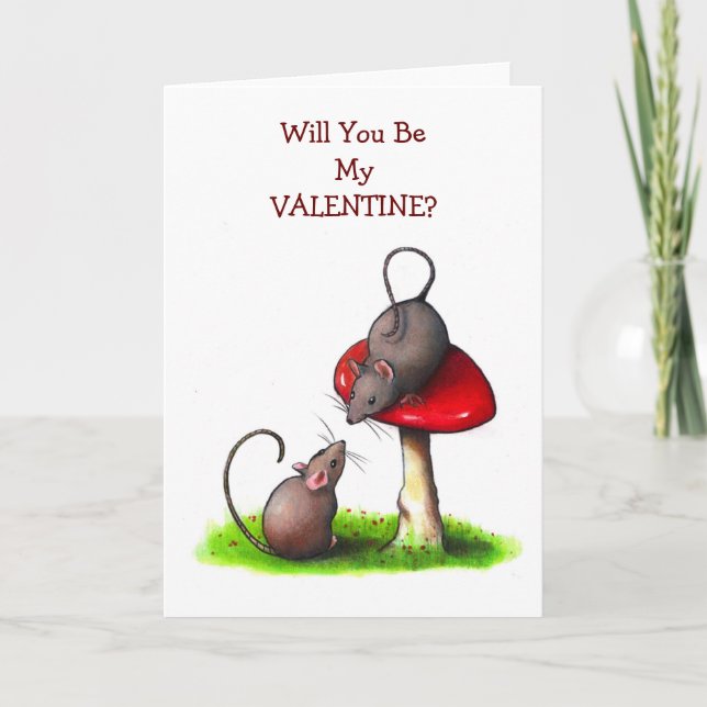 Cartes Pour Fêtes Annuelles Deux petites souris et un champignon : Valentine (Devant)