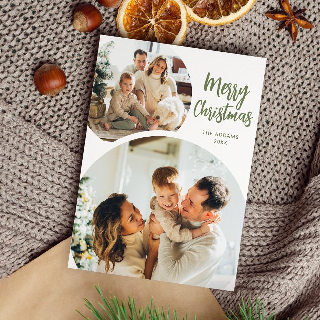 Cartes Pour Fêtes Annuelles Deux photos arrondies au minimum Noël (Créateur téléchargé)