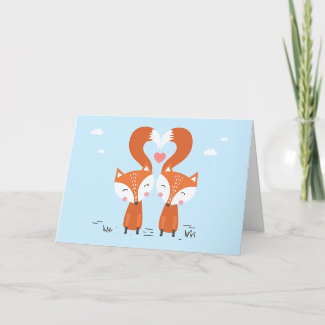 Cartes Pour Fêtes Annuelles Deux Renards Rouges (Devant)