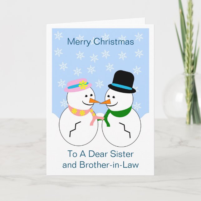 Cartes Pour Fêtes Annuelles Deux Snowmen Soeur Et Belle-Frère Noël (Devant)