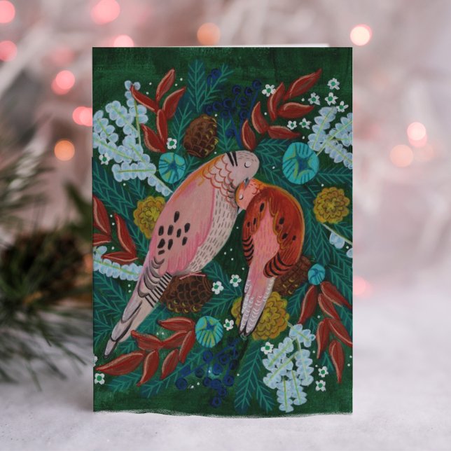 Cartes Pour Fêtes Annuelles Deux tortues Doses fleurie couronne Noël (Créateur téléchargé)