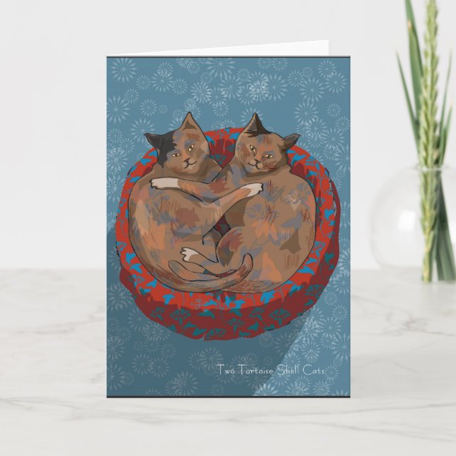 Cartes Pour Fêtes Annuelles Deux Tortues Shell Cats... Fêtes (Devant)