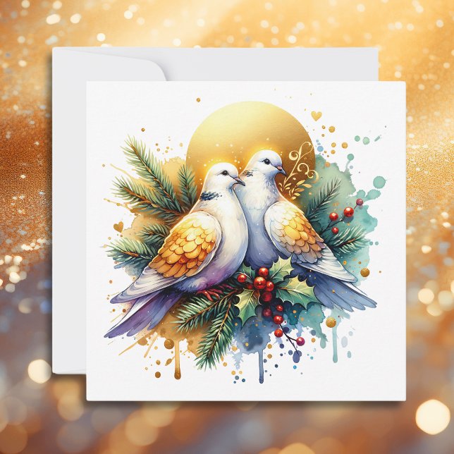 Cartes Pour Fêtes Annuelles Deux tourterelles | 12 Jours de Noël (Créateur téléchargé)