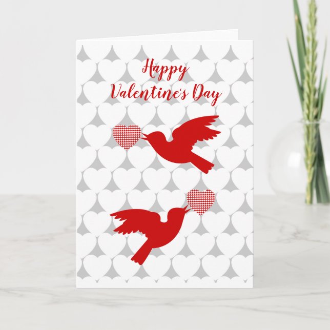 Cartes Pour Fêtes Annuelles Deux tourterelles le jour de Valentines (Devant)
