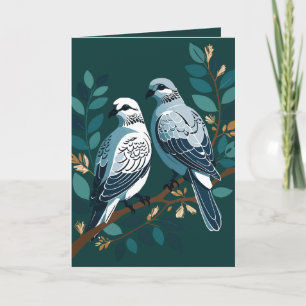 Cartes Pour Fêtes Annuelles Deux tourterelles Pochoir découpé de style 2