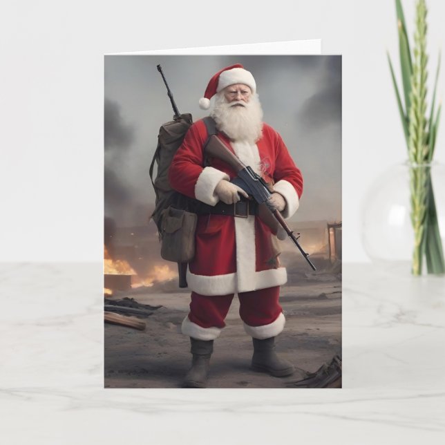 Cartes Pour Fêtes Annuelles Deuxième amendement Père Noël Funny Christmas (Devant)