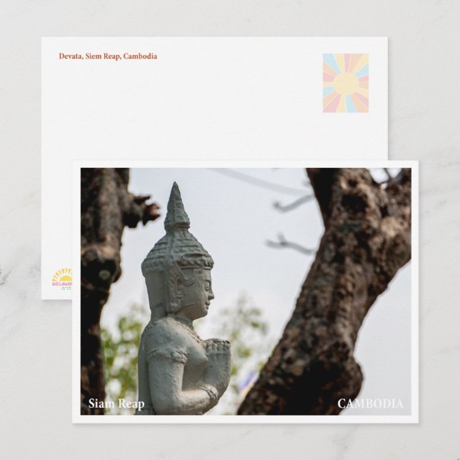 Cartes Pour Fêtes Annuelles Devata Sculpture Angkor Wat Postcard (Devant / Derrière)