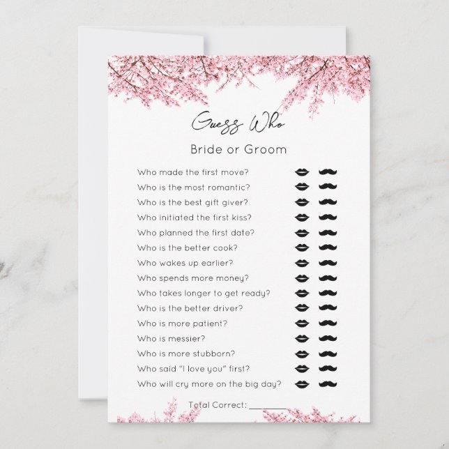Cartes Pour Fêtes Annuelles Devinez Who-Bride ou Groom-Blossom Bridal ShowerGa (Devant)