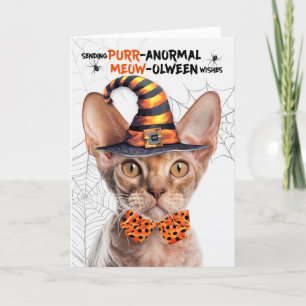 Cartes Pour Fêtes Annuelles Devon Rex Halloween Chat PURRanormal MEOWolween