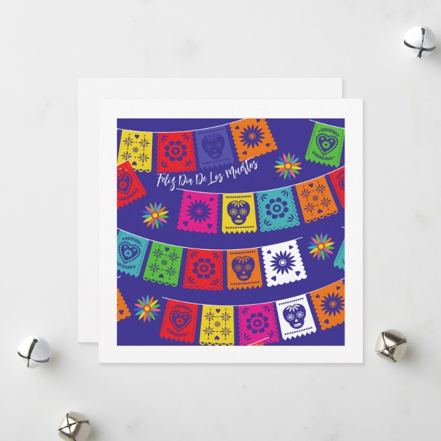 Cartes Pour Fêtes Annuelles Dia De Los Muertos Papado Picado (Devant/Arrière en situation)