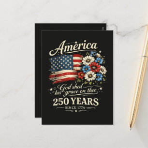 Cartes Pour Fêtes Annuelles Dieu a répandu sa grâce sur toi USA 250e anniversa