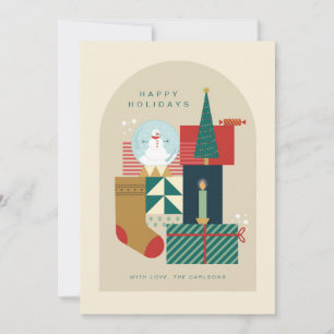 CARTES POUR FÊTES ANNUELLES DIFFÉRENTS OBJETS D'UNE MERVEILLEUSE SAISON DE FÊT