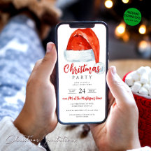 Digital Santas Casquette Christmas Party Invitatio
