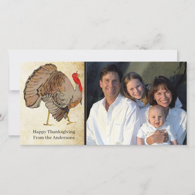 Cartes Pour Fêtes Annuelles Dinde d'action de la couleur complète (Devant)
