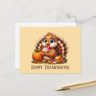 Cartes Pour Fêtes Annuelles Dinde de Thanksgiving mignonne et heureuse 