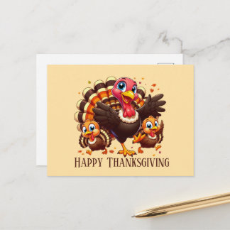 Cartes Pour Fêtes Annuelles Dinde de Thanksgiving mignonne et heureuse 