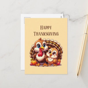 Cartes Pour Fêtes Annuelles Dinde de Thanksgiving mignonne et heureuse 