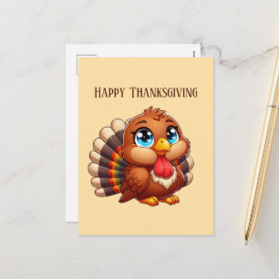 Cartes Pour Fêtes Annuelles Dinde de Thanksgiving mignonne et heureuse 