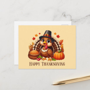 Cartes Pour Fêtes Annuelles Dinde de Thanksgiving mignonne et heureuse