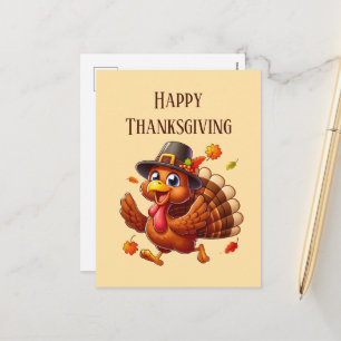 Cartes Pour Fêtes Annuelles Dinde de Thanksgiving mignonne et heureuse 