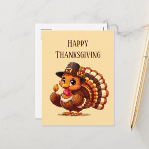 Cartes Pour Fêtes Annuelles Dinde de Thanksgiving mignonne et heureuse 