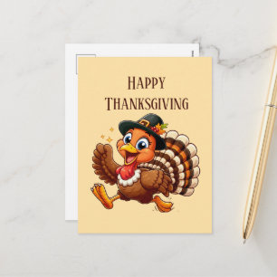 Cartes Pour Fêtes Annuelles Dinde de Thanksgiving mignonne et heureuse 