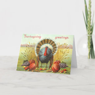 Cartes Pour Fêtes Annuelles Dinde du jour de l'Action de grâce avec citrouille