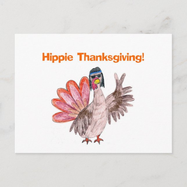 Cartes Pour Fêtes Annuelles Dinde hippie Thanksgiving (Devant)