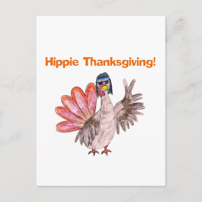 Cartes Pour Fêtes Annuelles Dinde hippie Thanksgiving (Devant)