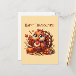 Cartes Pour Fêtes Annuelles Dinde mignonne de Thanksgiving joyeux
