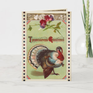 Cartes Pour Fêtes Annuelles Dinde patriotique vintage   Vœux de Thanksgiving