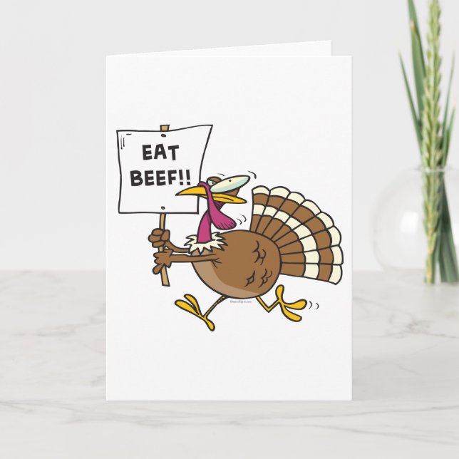 Cartes Pour Fêtes Annuelles dinde stupide avec manger signe de boeuf toon (Devant)