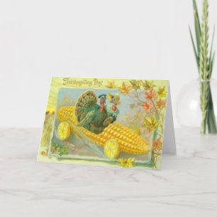 Cartes Pour Fêtes Annuelles Dindes Dans Un Wagon À Maïs