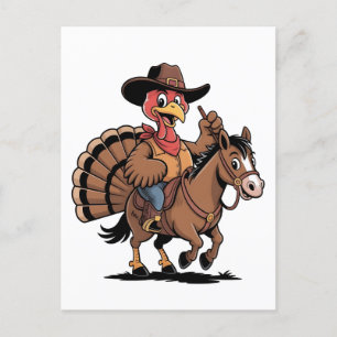 Cartes Pour Fêtes Annuelles Dindon chevauchant un cheval cowboy dindon de Than
