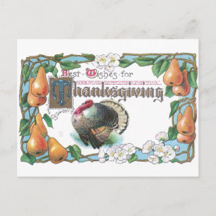 Cartes Pour Fêtes Annuelles Dindon et poires Art Nouveau