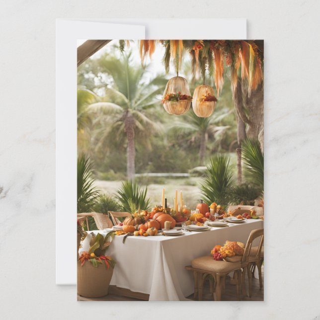 Cartes Pour Fêtes Annuelles Dîner d'action de grâce - Extérieur dans les tropi (Devant)