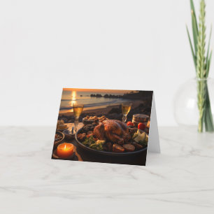 Cartes Pour Fêtes Annuelles Dîner d'action de grâce sur la plage