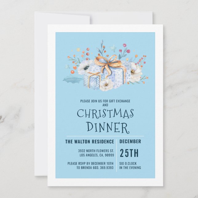 Cartes Pour Fêtes Annuelles Dîner d'arrangement pour les gistes de Noël enrobé (Devant)