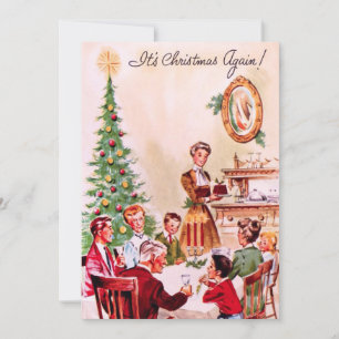 Cartes Pour Fêtes Annuelles Dîner de famille de Noël Vintage
