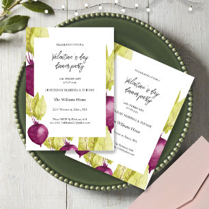 Cartes Pour Fêtes Annuelles Dîner de la Saint-Valentin Watercolor Betterave