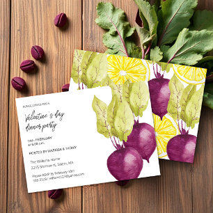Cartes Pour Fêtes Annuelles Dîner de la Saint-Valentin Watercolor Betterave