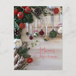 Cartes Pour Fêtes Annuelles Dîner de Noël, herbes, épices, tomates,