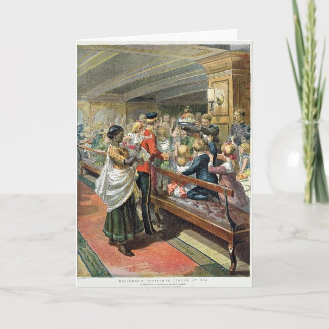 Cartes Pour Fêtes Annuelles Dîner de Noël pour enfants en mer (Devant)
