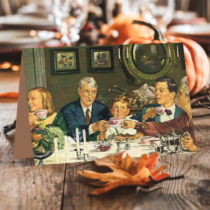 Cartes Pour Fêtes Annuelles Dîner de Thanksgiving familial vintage