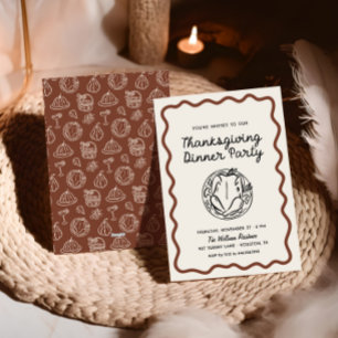 Cartes Pour Fêtes Annuelles Dîner Thanksgiving Whimsy Doodle
