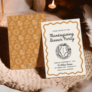 Cartes Pour Fêtes Annuelles Dîner Thanksgiving Whimsy Doodle