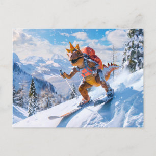 Cartes Pour Fêtes Annuelles Dino Ski Adventure dans les Alpes
