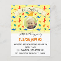 Dinosaur 1er anniversaire coloré photo de bébé gar