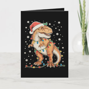 Cartes Pour Fêtes Annuelles Dinosaur T Rex Noël Dino Lumières de Noël Vacances